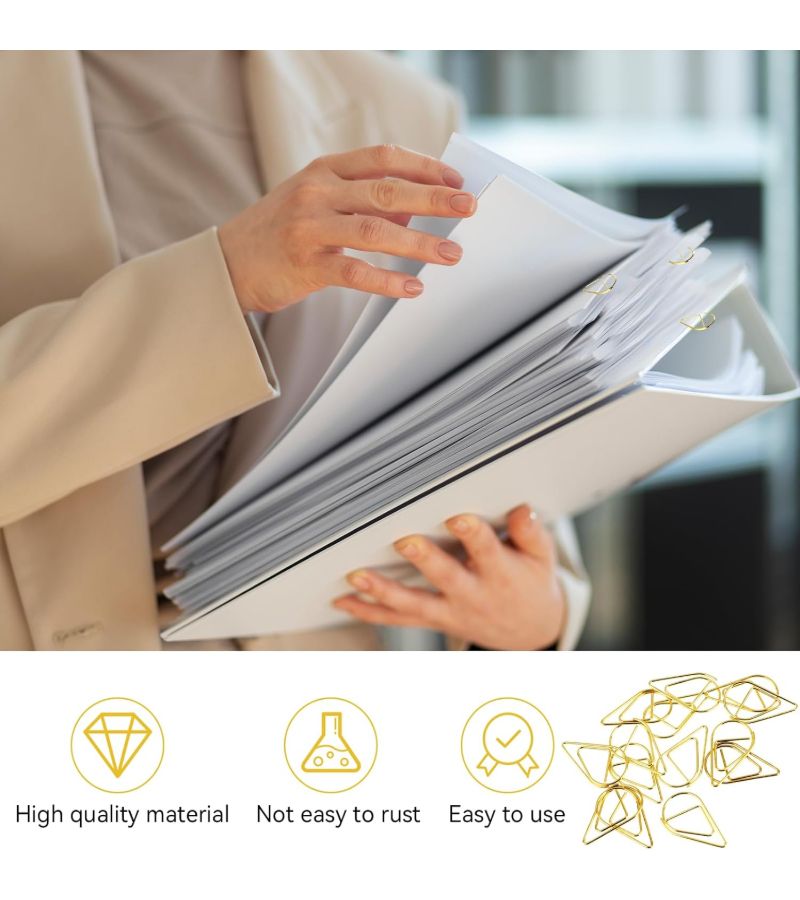 24pcs Golden Stainless Steel Teardrop Paper Clips Bookmark Memo Holder - Image 4