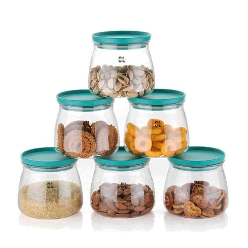 Craftlayout 6 Pcs 900 ML Airtight Plastic Matuki Container Set | BPA Free Transparent Kitchen Storage Jars with Lids | 100% Leak Proof Fridge & Pantry Organizer for Coffee, Tea, Snacks & Dry Items - Image 1