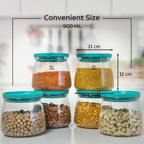 Craftlayout 6 Pcs 900 ML Airtight Plastic Matuki Container Set | BPA Free Transparent Kitchen Storage Jars with Lids | 100% Leak Proof Fridge & Pantry Organizer for Coffee, Tea, Snacks & Dry Items - Image 5