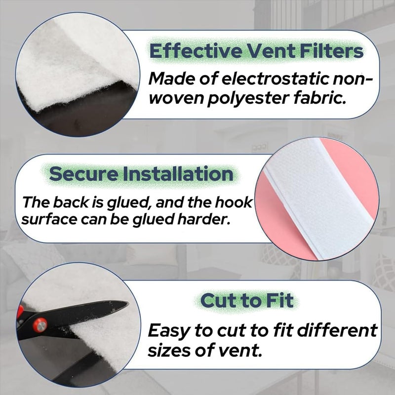 Air Vent Register Filters Paper - Anti Dust Net Strainer with Hook and Loop for Air Conditioner Vent Filtration - Image 3