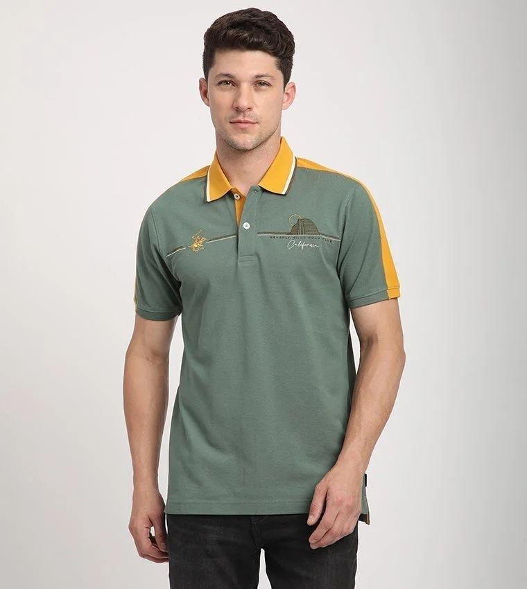 Color-Block Collared Short-Sleeve Polo T-Shirt