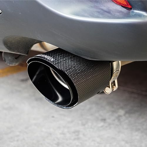FAIZJUNBEN carbon fiber exhaust tip intake 2.5 inch outlet 3.5 inch exhaust tip, all black carbon fiber exhaust tip car tailpipe - Image 2