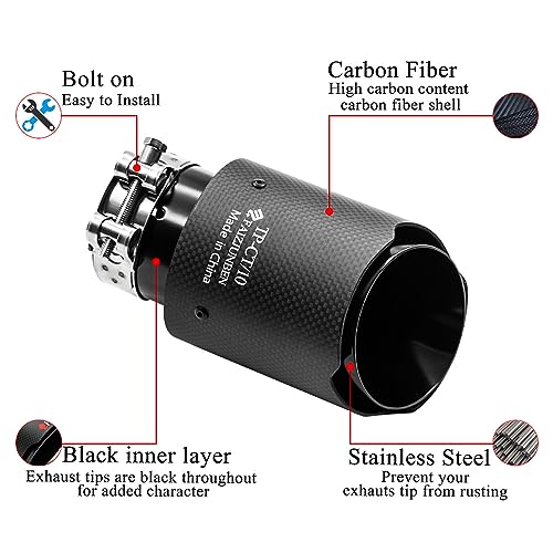 FAIZJUNBEN carbon fiber exhaust tip intake 2.5 inch outlet 3.5 inch exhaust tip, all black carbon fiber exhaust tip car tailpipe - Image 5