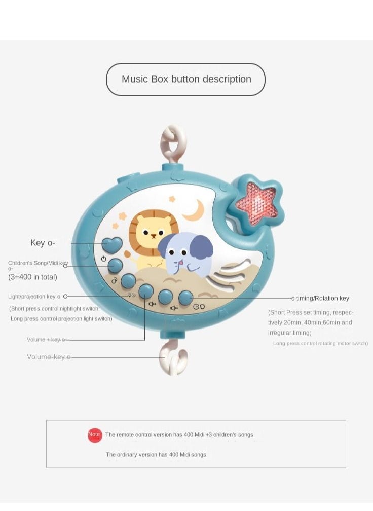 Y&D - Baby Bed Bell Music Toy Baby Musical Crib Mobile With Projector Multi-Function Remote Control & Timer Musical Bed Bell 360 Degrees Rotating Calming Infants 0-6 Months (Blue) - Image 1