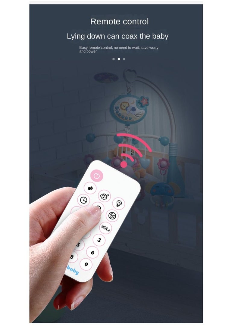 Y&D - Baby Bed Bell Music Toy Baby Musical Crib Mobile With Projector Multi-Function Remote Control & Timer Musical Bed Bell 360 Degrees Rotating Calming Infants 0-6 Months (Blue) - Image 1