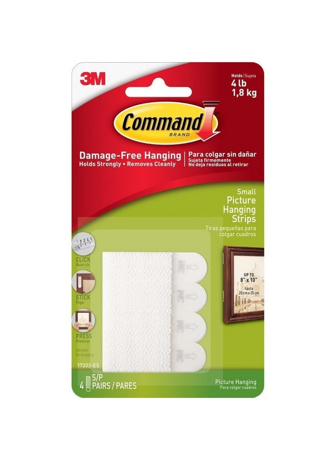 Command Command 3M Small Picture Hanging Strips 4 pairs (Wall Hooks for 1.8kg photoframes)  - Image 1