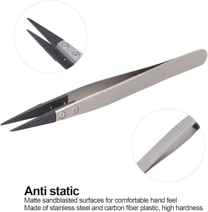 Anti Static Carbon Fiber Precision Tweezers Pointed Tip For Semiconductor Microelectronics - Image 3