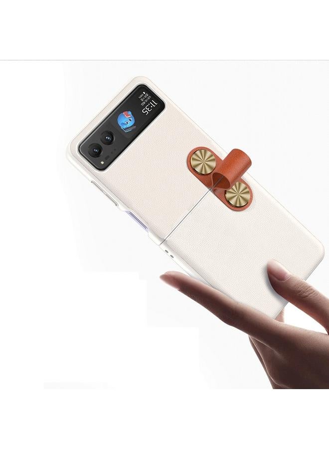 اس-توب جراب لهاتف موتورولا رازر 40 مصنوع من الجلد مع حزام يد - Image 5