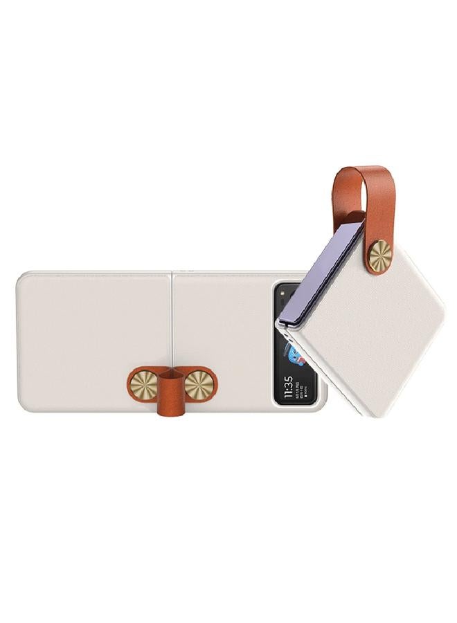 اس-توب جراب لهاتف موتورولا رازر 40 مصنوع من الجلد مع حزام يد - Image 3