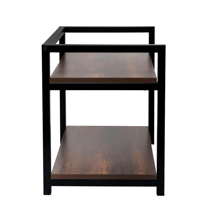 DIVYA حامل ميكروويف ذو طبقتين، حامل OTG، منصة فرن ميكروويف، رف تخزين مطبخ (بني الجوز وأنبوب أسود، فولاذ سبائكي؛ خشب مصنّع، رف متعدد الطبقات) (أسود) - Image 5