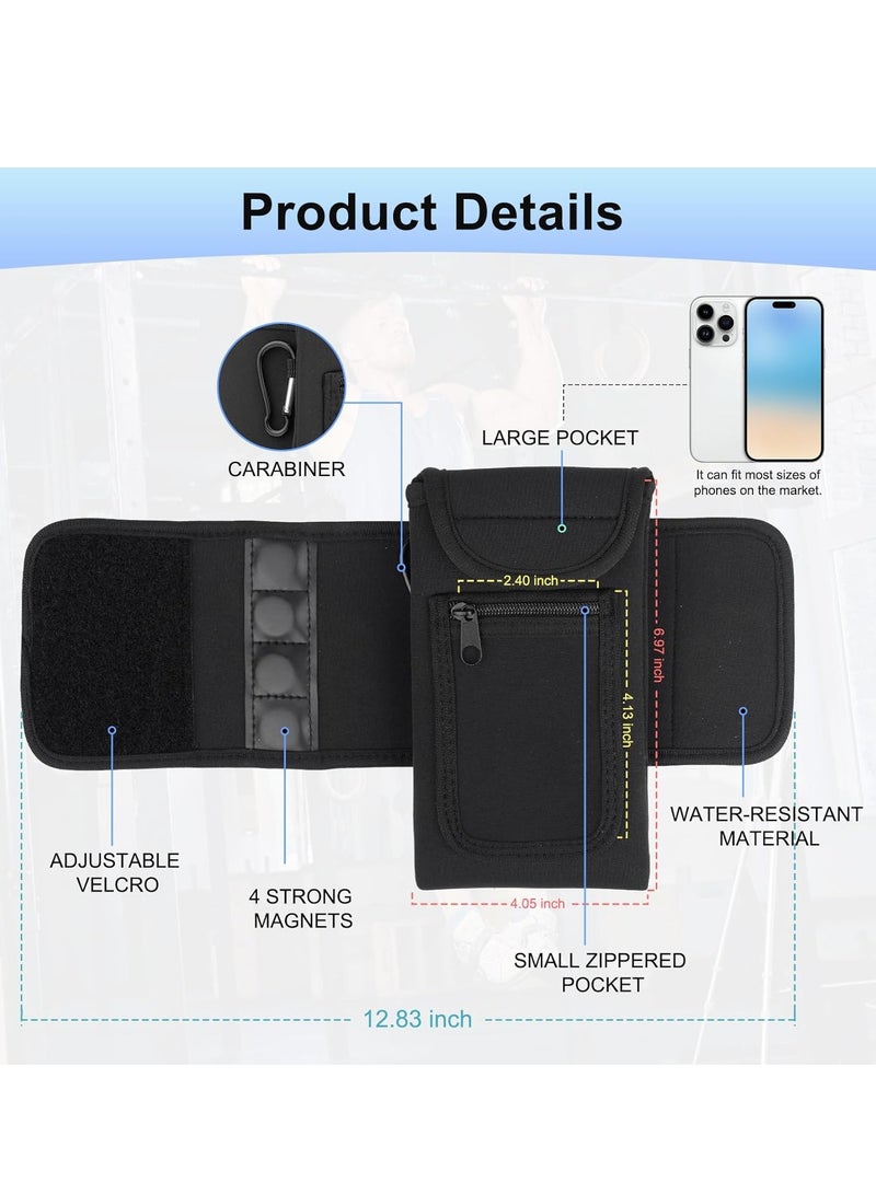 Generic Magnetic Water Bottle Holder  Gym Pouch for Exercise Equipment with Accessory Pocket for Phone, Keys, Cards, Headphones - Secure Fit for Metal Surfaces on Treadmill, Bike, Rack (Black) - Image 2