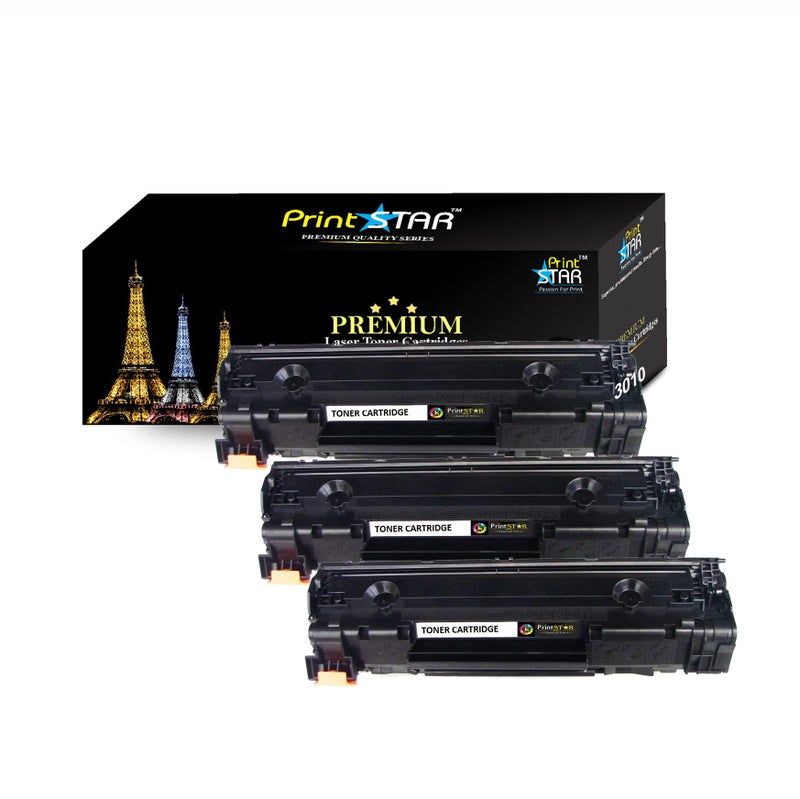 Print Star Canon 3010 Compatible Toner Cartridge for Canon MF3010 , MF 3010 Monochrome Multi-Function Laser Printer (Pack of 3) - Image 1