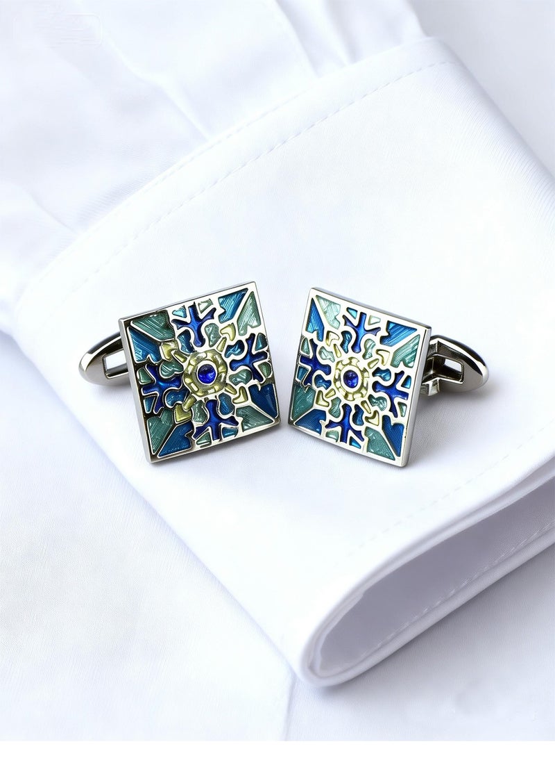DB Innov. Cufflinks, Geometric Pattern cufflinks, 2PCS in One Set Copper Jewelry Specially Design for Men's Shirt Wedding Business Gift with Delicate Package Box. - Image 1