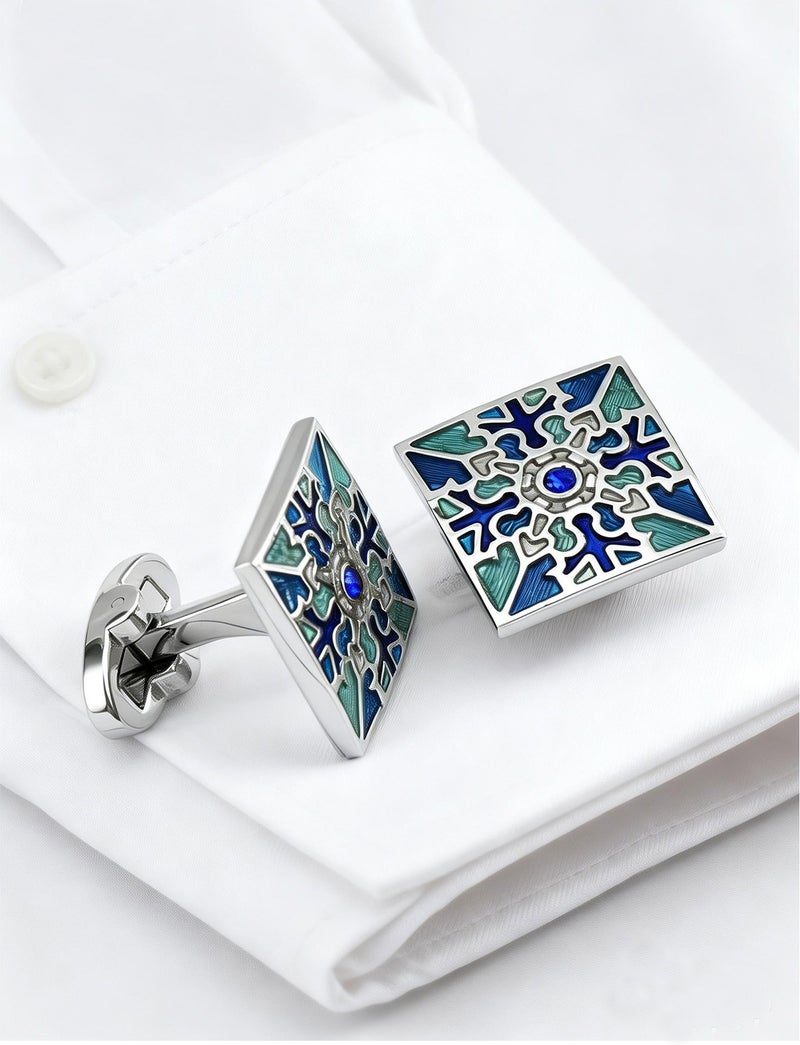 DB Innov. Cufflinks, Geometric Pattern cufflinks, 2PCS in One Set Copper Jewelry Specially Design for Men's Shirt Wedding Business Gift with Delicate Package Box. - Image 2