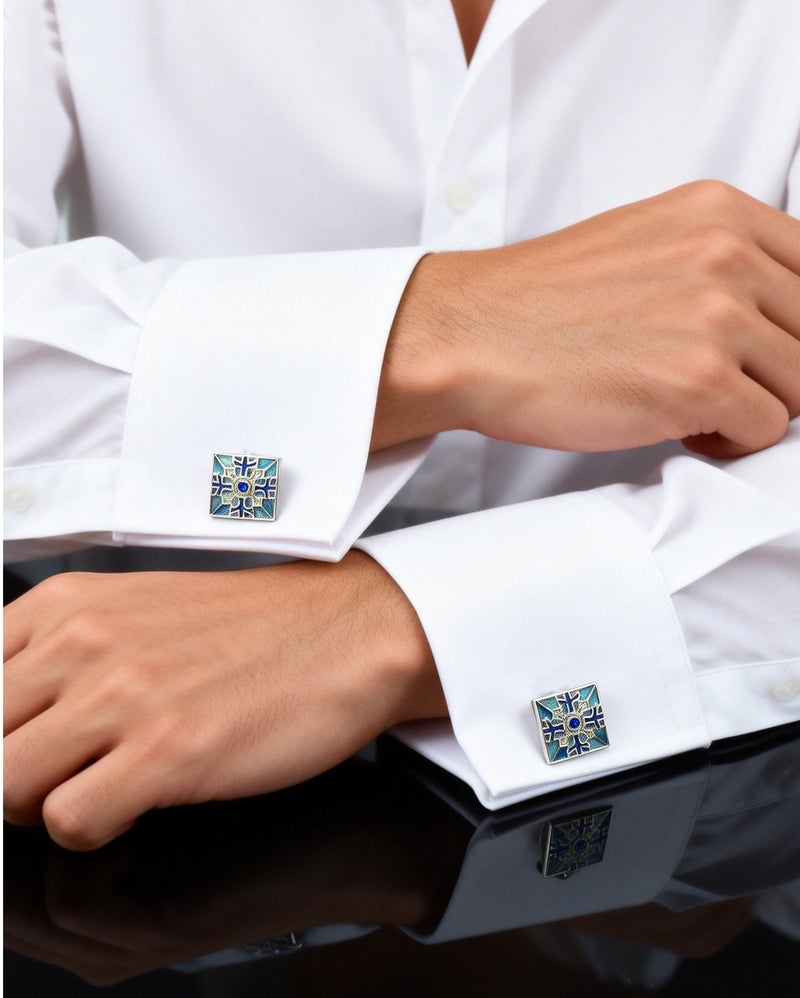 DB Innov. Cufflinks, Geometric Pattern cufflinks, 2PCS in One Set Copper Jewelry Specially Design for Men's Shirt Wedding Business Gift with Delicate Package Box. - Image 4