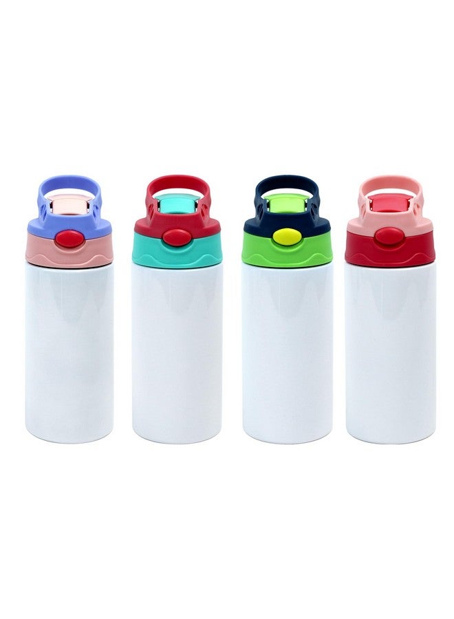 MAIKESUB 4 Pcs Sublimation Blank Stainless Steel water bottle 12 OZ Straight Stainless Steel Insulated Tumblers Different Color Splash-Proof Lid Shatterproof Water Cup - Image 1