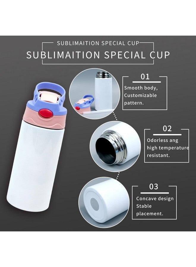 MAIKESUB 4 Pcs Sublimation Blank Stainless Steel water bottle 12 OZ Straight Stainless Steel Insulated Tumblers Different Color Splash-Proof Lid Shatterproof Water Cup - Image 3