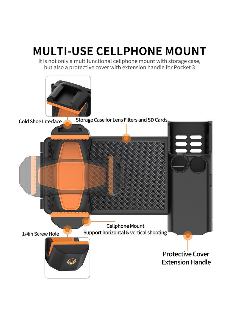 For DJI Osmo Pocket 3 Extended Phone Mount Adapter Multi-Functional Storage, Extended Handle for Enhanced Camera Handling - Image 2