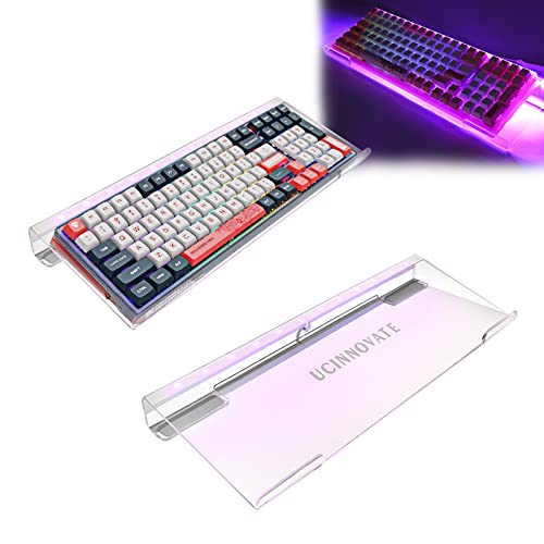 UCINNOVATE RGB Acrylic Computer Keyboard Stand, LED Backlit Keyboard Stand Tray, Gaming Keyboard USB Interface Titled Keyboard Stand for Easy Ergonomic Typing and Working Office Desk, Home, School - Image 1