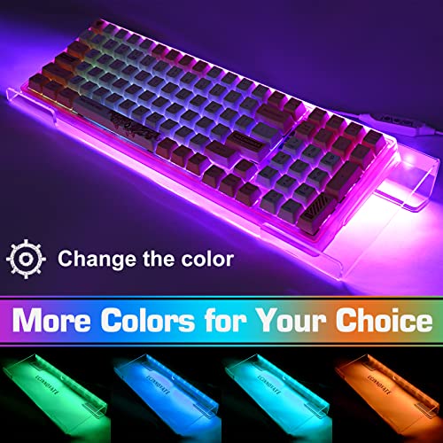 UCINNOVATE RGB Acrylic Computer Keyboard Stand, LED Backlit Keyboard Stand Tray, Gaming Keyboard USB Interface Titled Keyboard Stand for Easy Ergonomic Typing and Working Office Desk, Home, School - Image 3