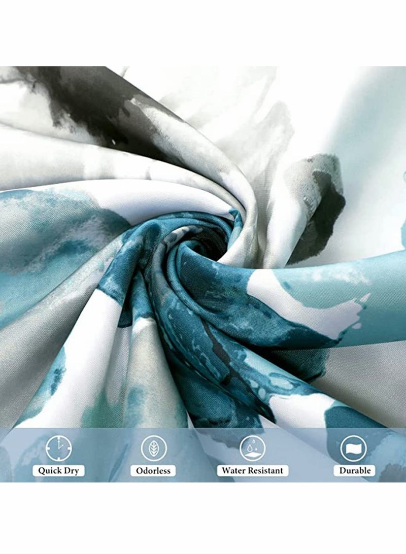 KASTWAVE Shower Curtains for Bathroom Decor with 12 Hooks, 180 x 180 cm Watercolor Floral Bathroom Curtain Decor, Heavy Gray Shower Curtain, Blue and Gray - Image 3