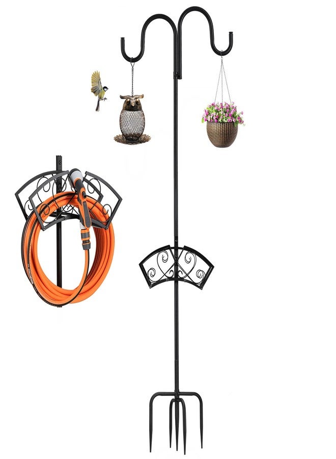 WiMas Garden Hose Holder, Upgraded Heavy Duty Water Hose Holder, Freestanding Hose Stand with 2 Shepherds Hooks, Thickened Bird Feeder Pole Detachable Water Pipe Rack Organizer for Outside Yard Lawn - Image 1