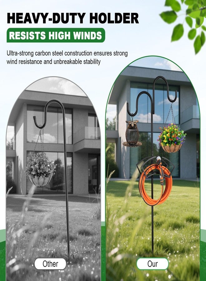 WiMas Garden Hose Holder, Upgraded Heavy Duty Water Hose Holder, Freestanding Hose Stand with 2 Shepherds Hooks, Thickened Bird Feeder Pole Detachable Water Pipe Rack Organizer for Outside Yard Lawn - Image 5