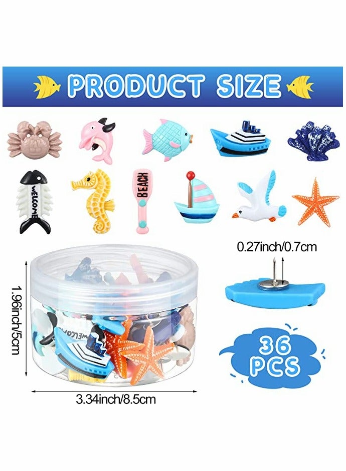 36 Colorful Sea Creatures Push Pins - Decorative Thumb Tacks for Cork Boards, Photo Walls, and Office Organization - Perfect for Home Decor - Image 3
