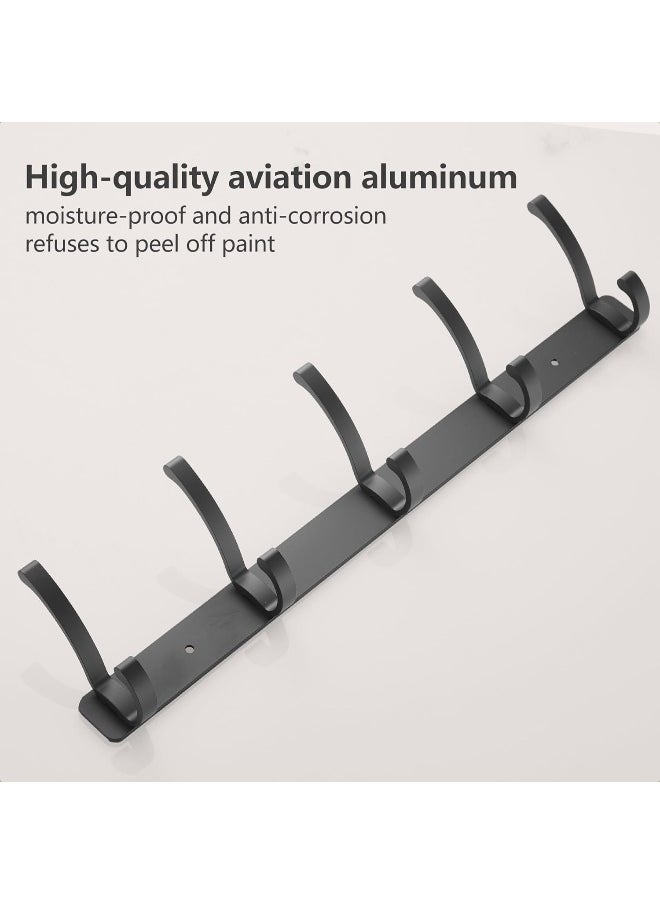 BRIMIX - BRIMIX Wall Mount Coat Hooks Heavy Duty Aluminum Hooks for Hanging Towel Hat Robe Cloth Organizer for Bathroom Kitchen Living Room Bedroom Door Hooks Black (5 Hooks) - Image 1