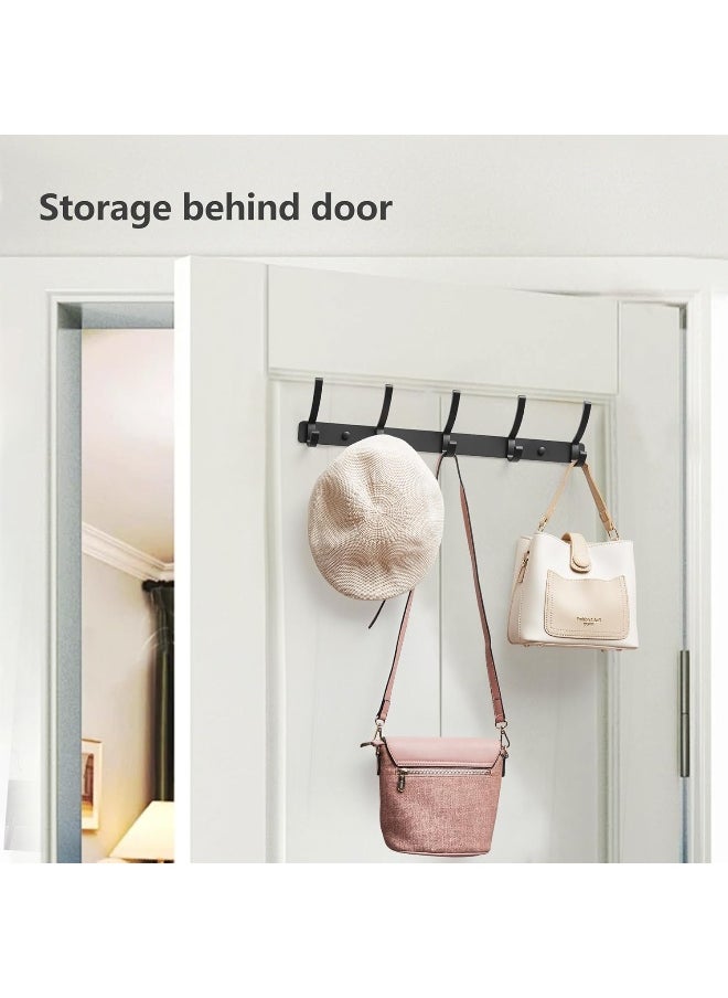 BRIMIX - BRIMIX Wall Mount Coat Hooks Heavy Duty Aluminum Hooks for Hanging Towel Hat Robe Cloth Organizer for Bathroom Kitchen Living Room Bedroom Door Hooks Black (5 Hooks) - Image 1