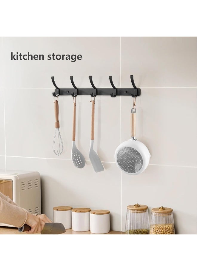 BRIMIX - BRIMIX Wall Mount Coat Hooks Heavy Duty Aluminum Hooks for Hanging Towel Hat Robe Cloth Organizer for Bathroom Kitchen Living Room Bedroom Door Hooks Black (5 Hooks) - Image 1