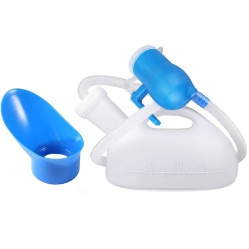 HANNEA® Urine Collector for Men, 2000ml Urinals Urine Pot for Men with 5.2ft Long Tube, Reusable Spill Proof Outdoor Emergency Pee Bottle, Male Standing Urinal Kettle for Kids Adult Car Travel Camping - Image 1