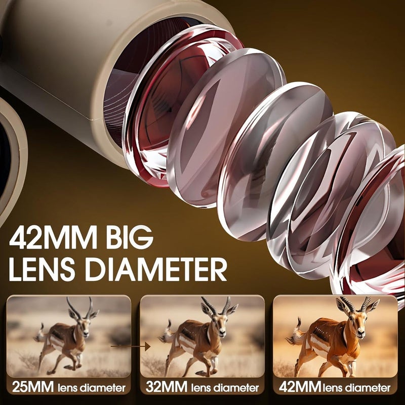 YUANZIMOO 12x42 HD Binoculars for Adults - High Powered, Waterproof, Low Light Night Vision - Image 2