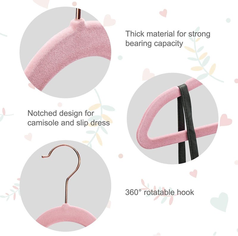 ZEPOLI - Velvet Hangers Non-Slip Velvet Hangers Premium Suit Hangers Ultra Thin Space Saving 360 Degree Swivel Hook Clothes Hangers Velvet for Suits,Coats,Jackets (40 Pack, Pink) - Image 3