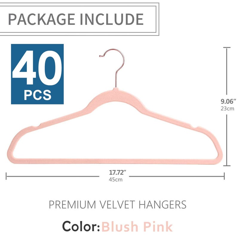 ZEPOLI - Velvet Hangers Non-Slip Velvet Hangers Premium Suit Hangers Ultra Thin Space Saving 360 Degree Swivel Hook Clothes Hangers Velvet for Suits,Coats,Jackets (40 Pack, Pink) - Image 2