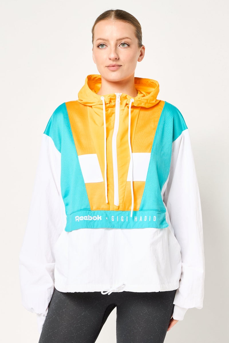 Reebok هودي تدريب طويل الأكمام ريبوك × جيجي حديد للنساء، متعدد الألوان - Image 1
