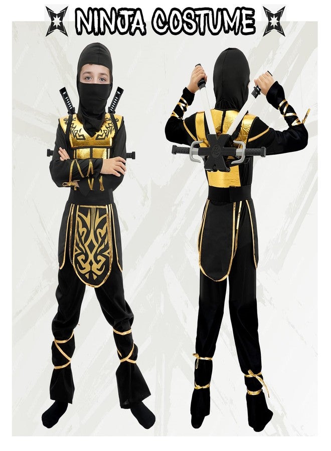 digi Kids Halloween Ninja Costume for Boys,Golden Ninja Costume Set with Toys,Halloween Costumes for Kids 4-12T - Image 3