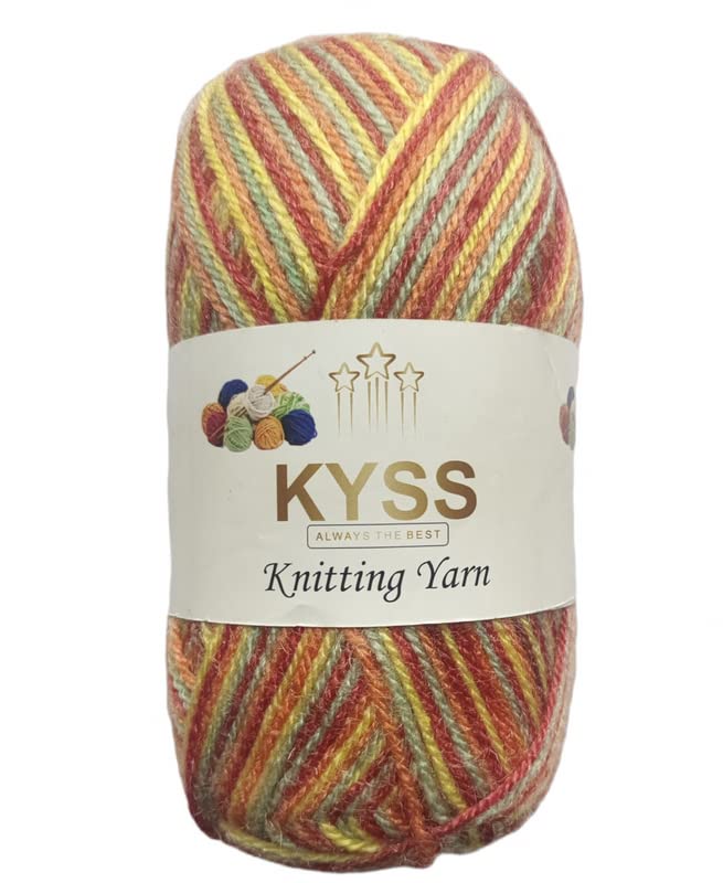 KYSS James Knitting Yarn Woolred Yellow Mix Ball 300 gm 1ball 100 gram Best Used with Crochet Needles Dyed Shade no19 - Image 1