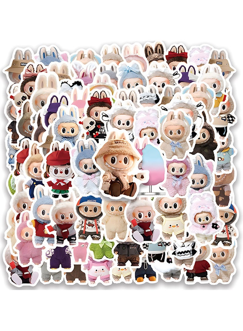 LABUBU 100 Pcs Labubu Cartoon Stickers for Teen Water Bottle, Cool Terror Labubu, Waterproof, Vinyl Decal for Kids Adult Girl Laptop, Skateboard, Phone, Guitar, Travel, Case, Bike Decoration - Image 1
