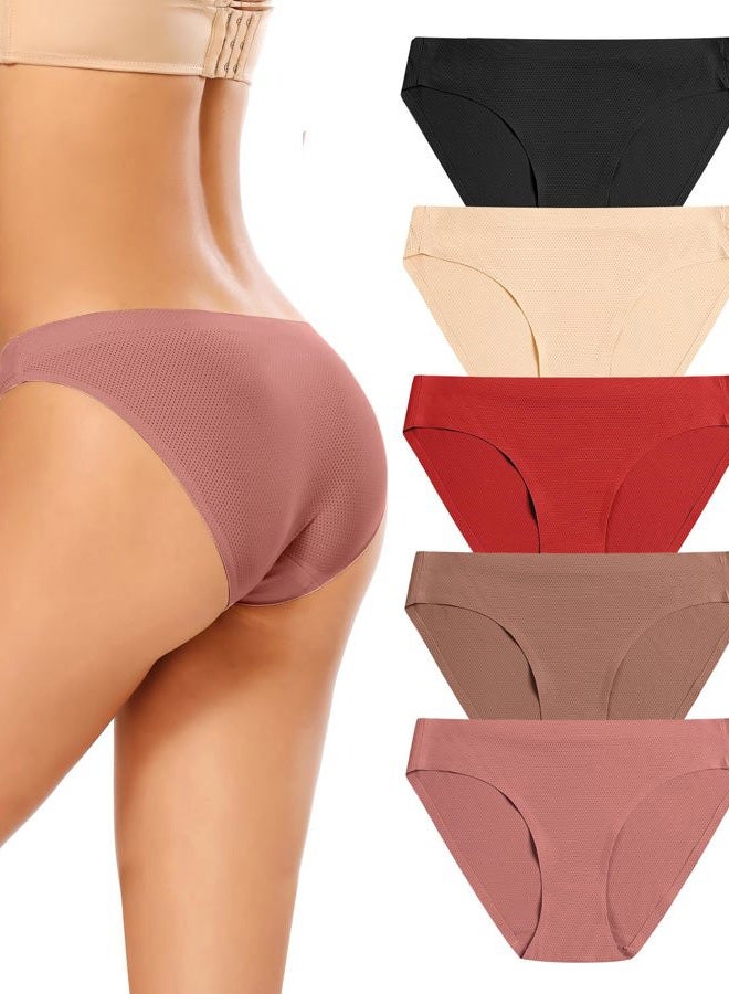voenxe 5 Pack Women's Seamless Bikini Underwear, Invisible Underwear, Multipanties Microfibre, Underwear Panties, Stretch Invisible Seamless Panties - Image 1