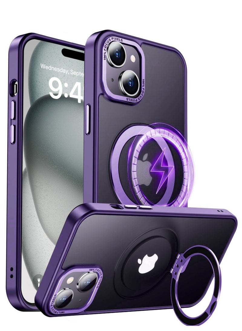 Asan Ge iPhone 15 Plus Magnetic Case with Invisible Stand, Compatible with MagSafe Shockproof Protection Cover, Translucent Matte Slim Phone Case with Magnet for Apple 15 Plus (2023)(Purple) - Image 1