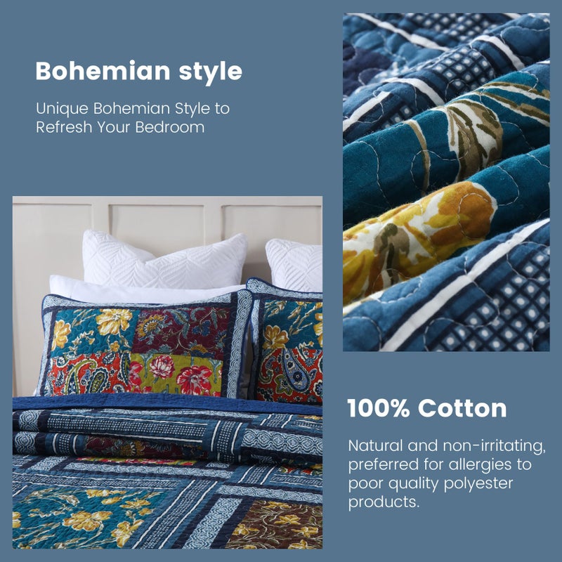 Secgo King Comforter Set for Bed - 100% Cotton Quilts Queen Size, Black Bedspreads (96 * 104 Inch) with 2 Pillow Shams - Image 4