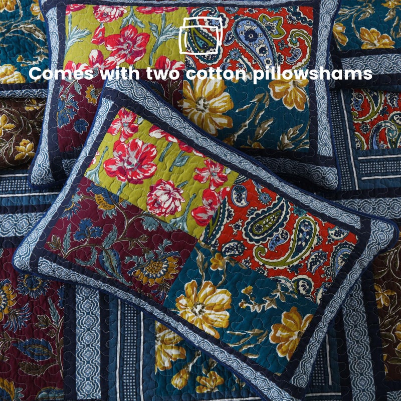 Secgo King Comforter Set for Bed - 100% Cotton Quilts Queen Size, Black Bedspreads (96 * 104 Inch) with 2 Pillow Shams - Image 5