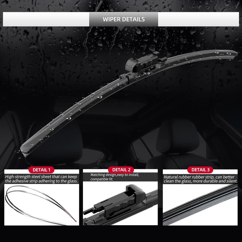 GARDIMU Replacement Windshield Wiper Blades for 2020-2023 Ford Explorer - 3 Pieces - Image 4