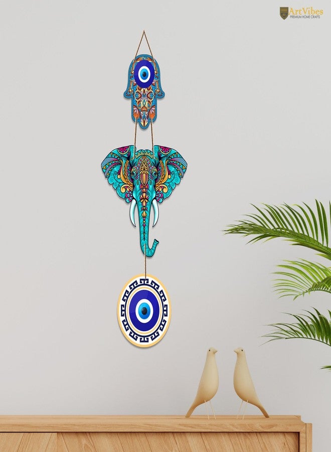 Artvibes Designer Elephant Wooden Wall Hanging For Luck Properity For Home Decoration | Livingroom | Spiritual Decor Items | Wall Illustrations | Ethnic Wall Decor | Wall Art Print (WH_8506N) - Image 3