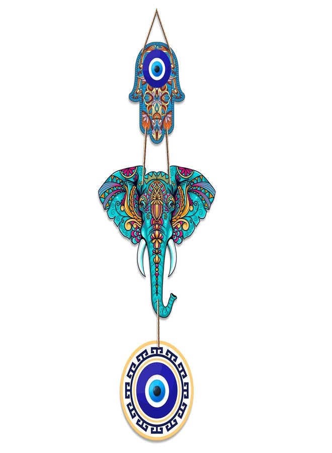 Artvibes Designer Elephant Wooden Wall Hanging For Luck Properity For Home Decoration | Livingroom | Spiritual Decor Items | Wall Illustrations | Ethnic Wall Decor | Wall Art Print (WH_8506N) - Image 1