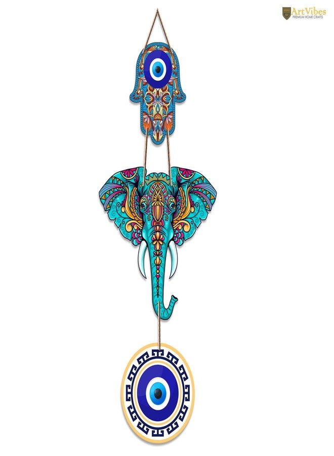 Artvibes Designer Elephant Wooden Wall Hanging For Luck Properity For Home Decoration | Livingroom | Spiritual Decor Items | Wall Illustrations | Ethnic Wall Decor | Wall Art Print (WH_8506N) - Image 4