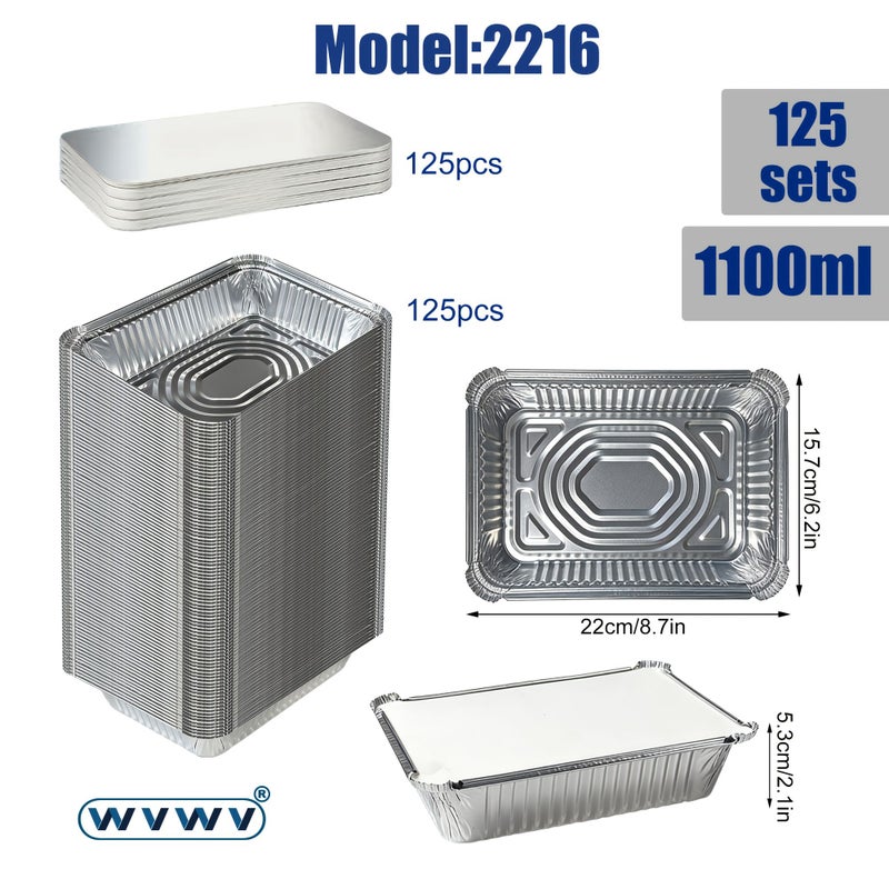 25pcs 1100ml Heavy-Duty Aluminum Foil Baking Pans with Lids for Baking Cakes Heating Meal Prep Leftover Storage Durable Stackable Ideal for Catering Picnics Holiday Parties - Image 5