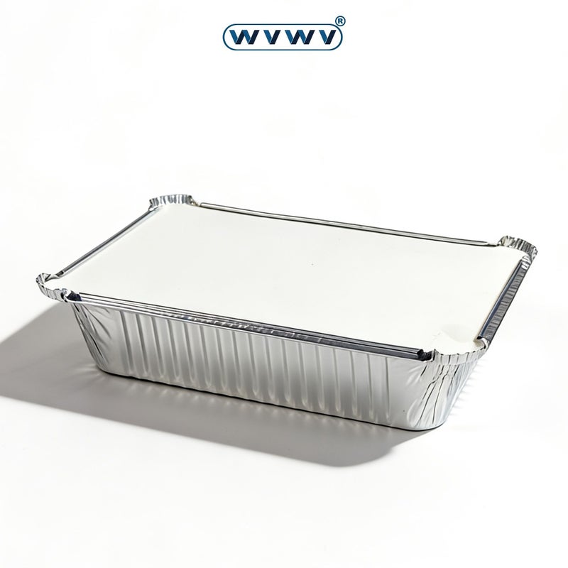 25pcs 1100ml Heavy-Duty Aluminum Foil Baking Pans with Lids for Baking Cakes Heating Meal Prep Leftover Storage Durable Stackable Ideal for Catering Picnics Holiday Parties - Image 2