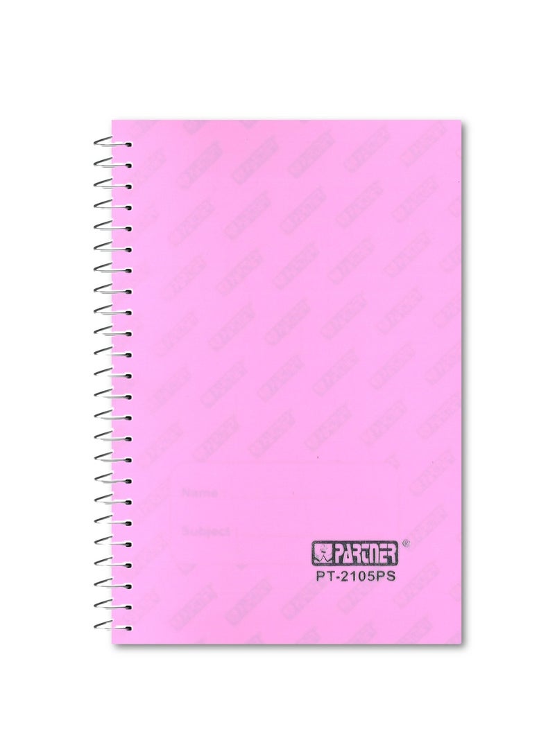 PARTNER 1-Piece A5 Size Spiral Binded Single Line Notebook With Plastic Cover Pink - Image 1